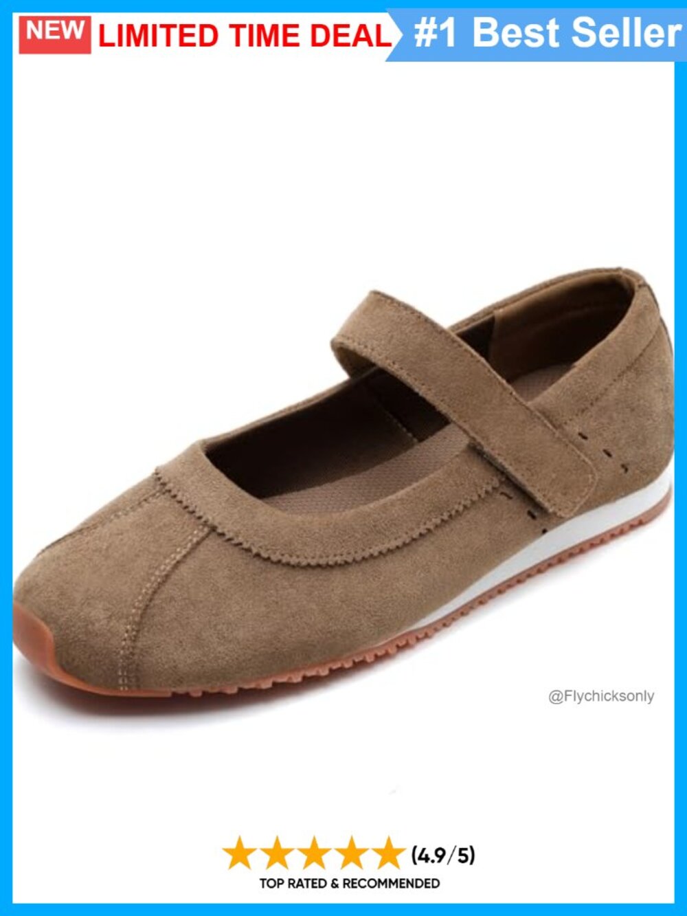 Women's Mary Jane Ballet Flats Faux Suede Slip On Sneaker Comfort Shoes